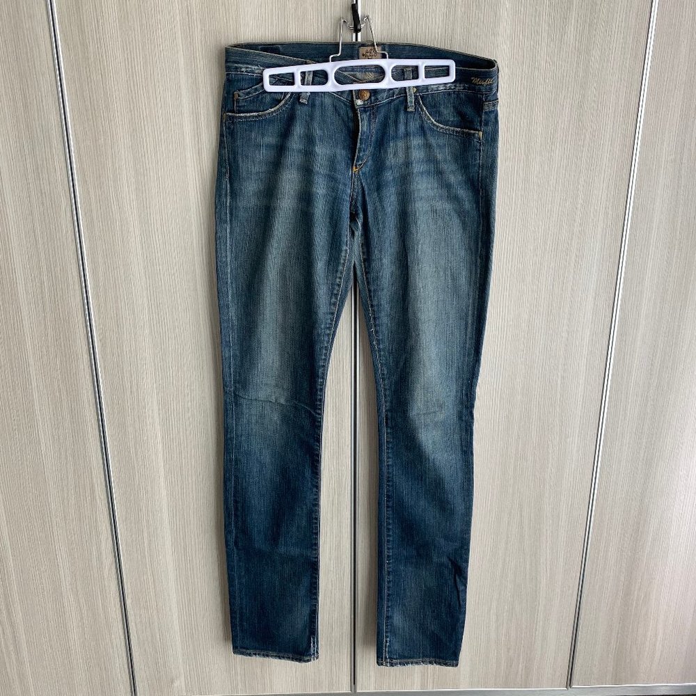 Goldsign blue acid wash straight leg denim jeans